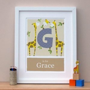 personalised giraffe alphabet print main image