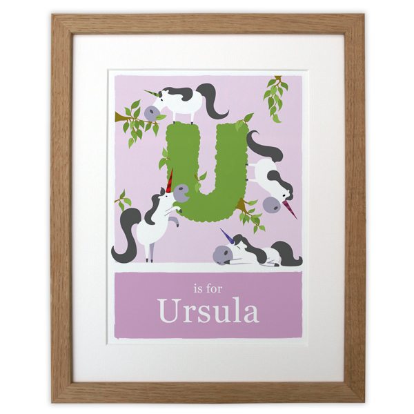 personalised-unicorn-alphabet-print-pink-with-wood-frame
