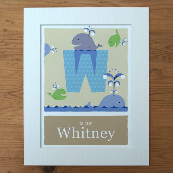 personalised whale print beige