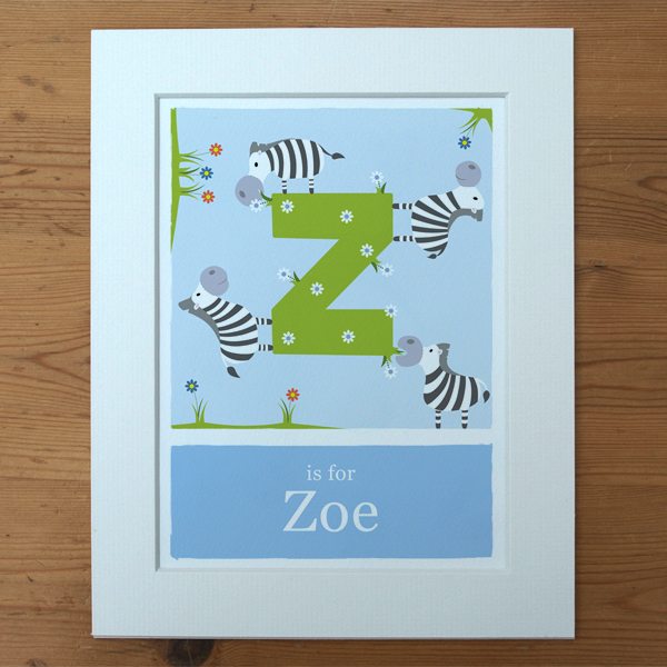 personalised zebra print blue