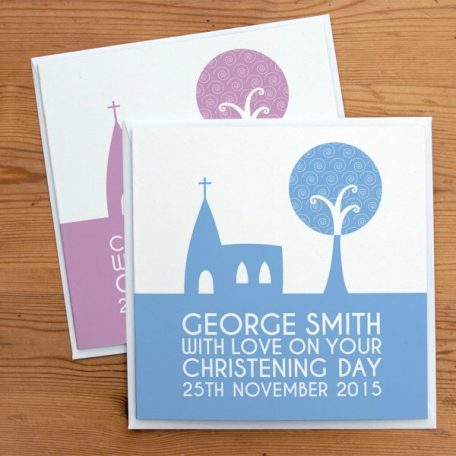 personalised christening card - church design