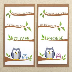 personalised new baby owl card