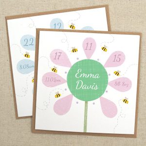 personalised new baby flower card