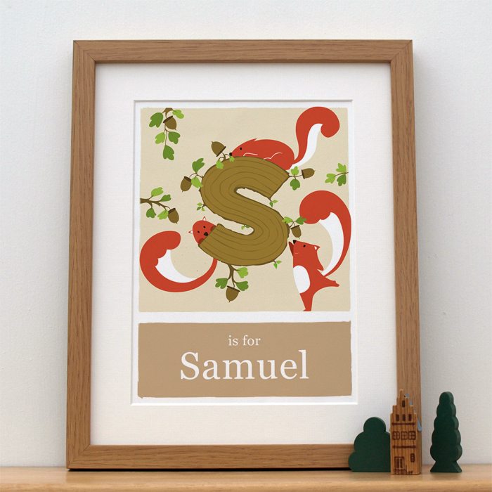 S is for Squirrel Alphabet Art by Doodlebump
