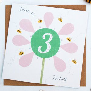 personalised flower birthday card