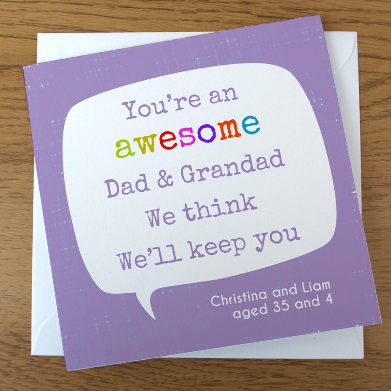 awesome daddy card in purple