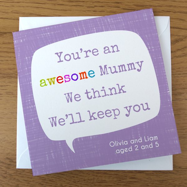 we think we will keep you mothers day card in purple