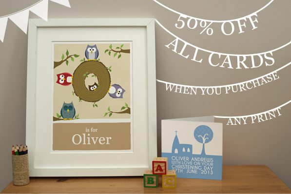 Half price card when you purchase any print